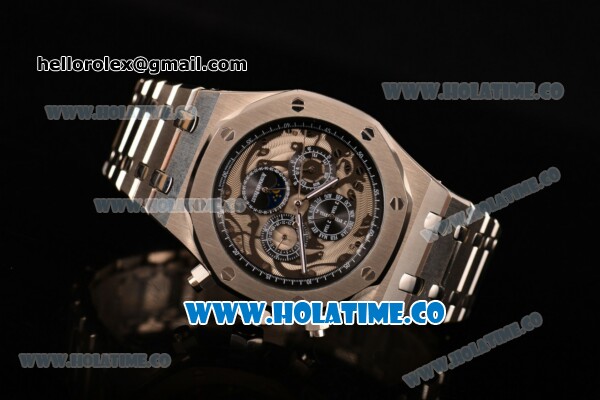 Audemars Piguet Royal Oak Automatic Movement Black Skeleton Dial with Silver Case and SS Strap - Click Image to Close
